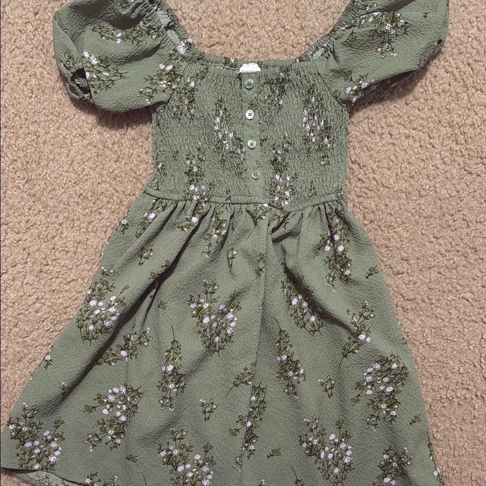 Green Puff Sleeve Off the Shoulder Sundress